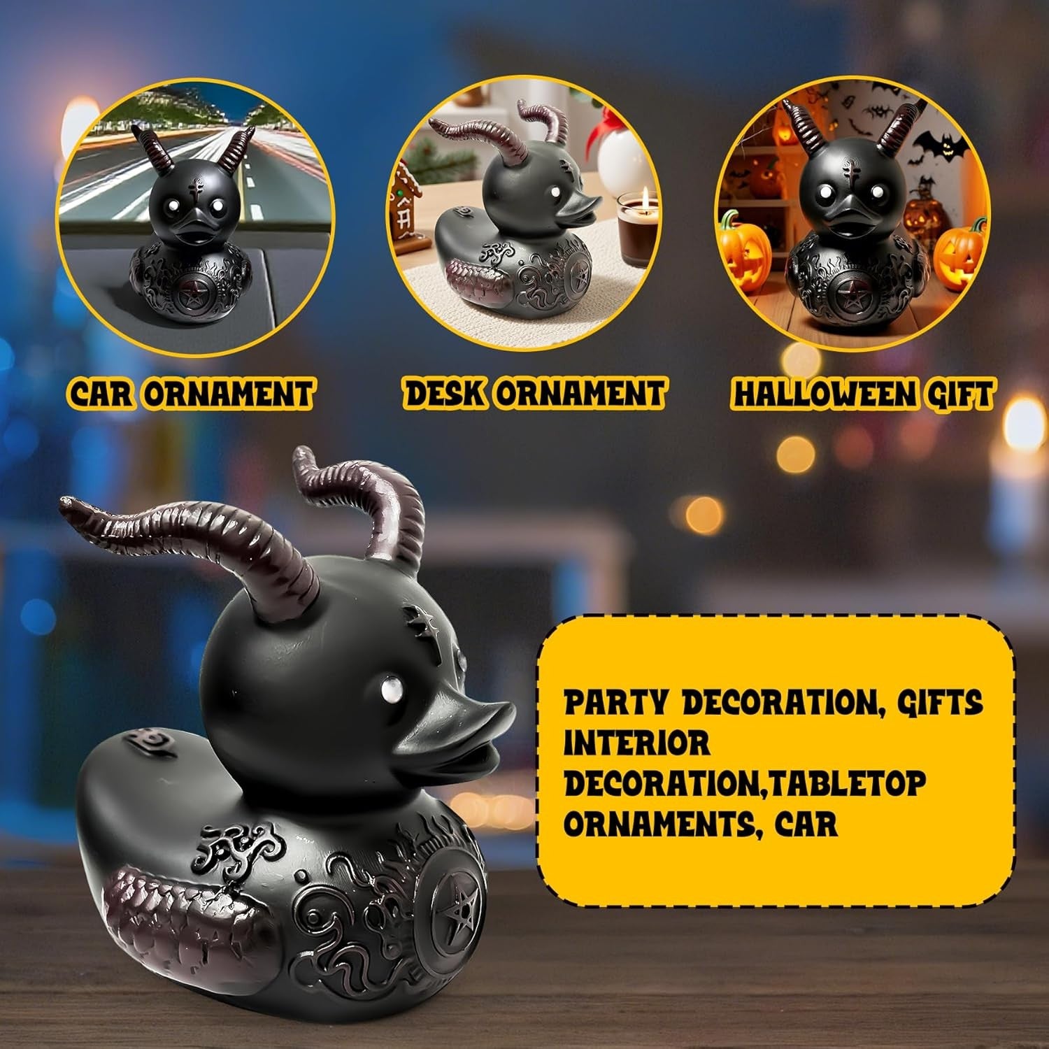 Punk Gothic Resin Duck, Satanic Gothic Duck, Gothic Punk Resin Duck Series, Desk