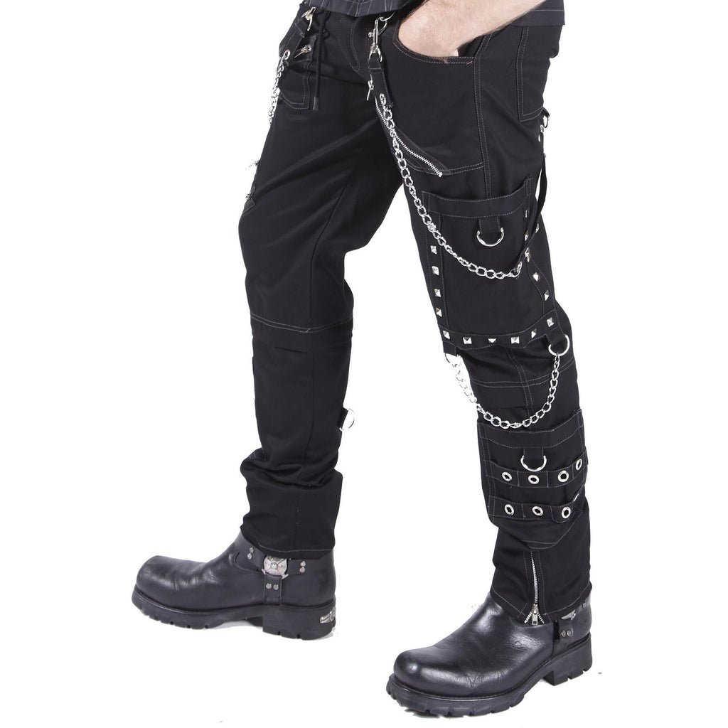 Men'S Black Gothic D-Rings, Chains, Cyberpunk Trousers Pants