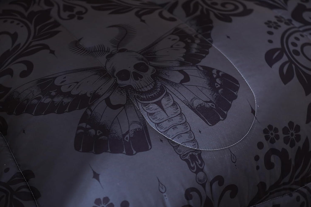 Adults Gothic Comforter Set Queen Size Dark Olive Green Damask Comforter Death M