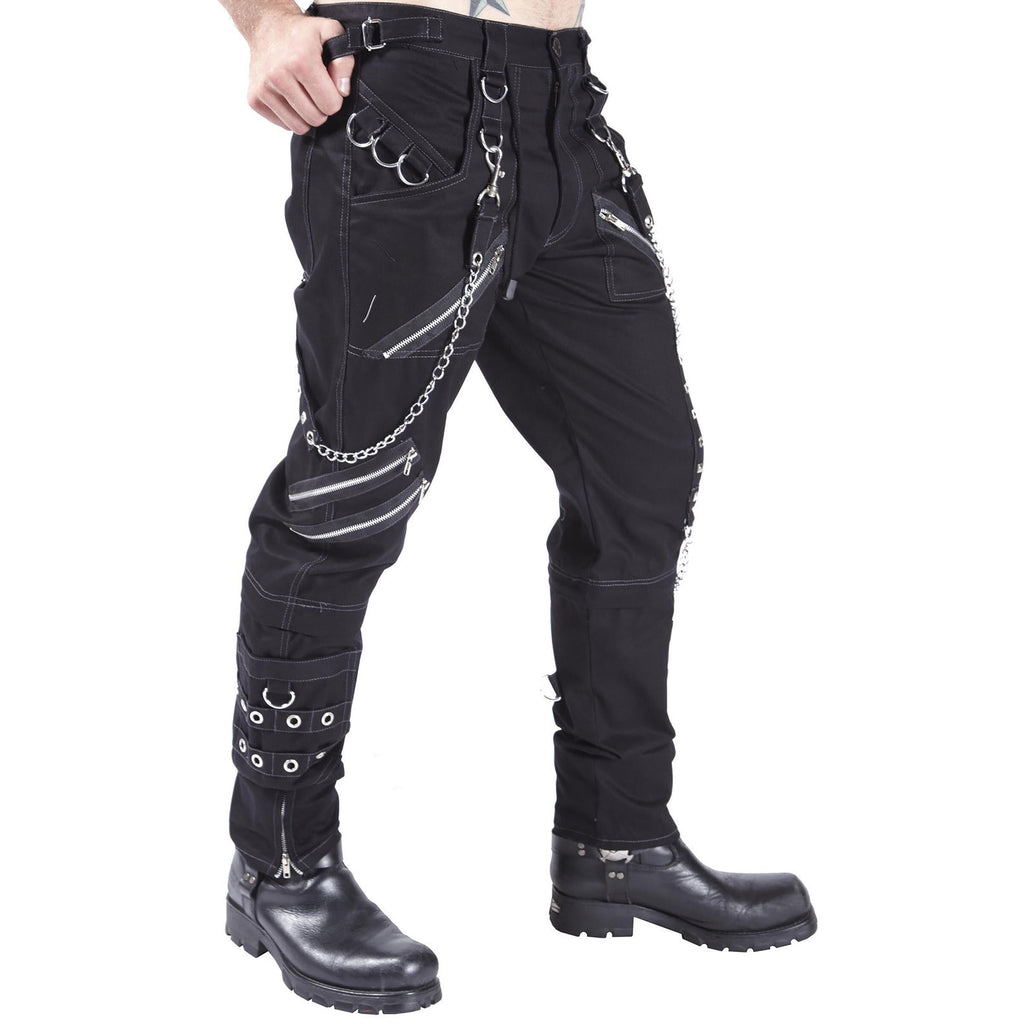 Men'S Black Gothic D-Rings, Chains, Cyberpunk Trousers Pants