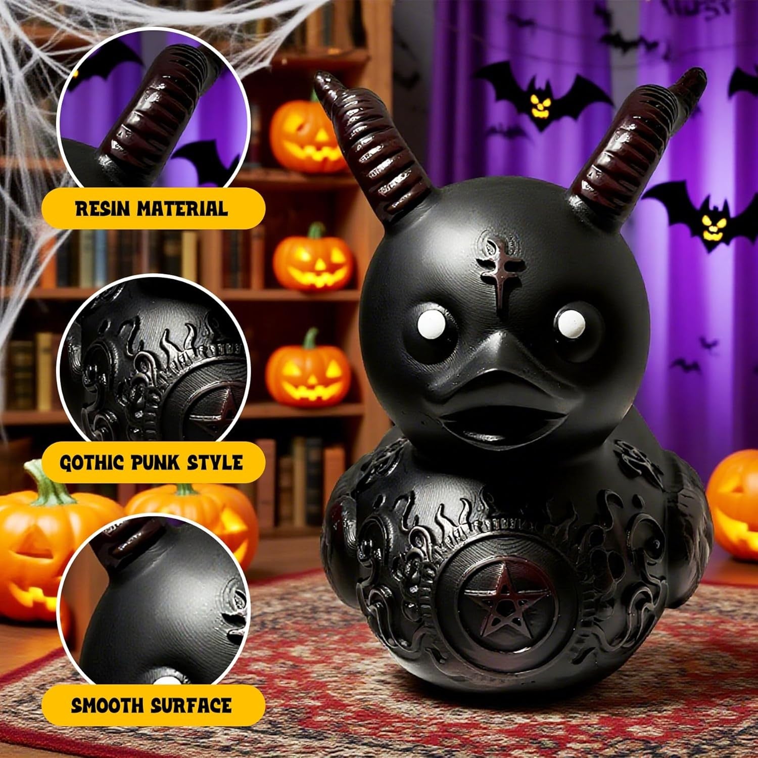 Punk Gothic Resin Duck, Satanic Gothic Duck, Gothic Punk Resin Duck Series, Desk